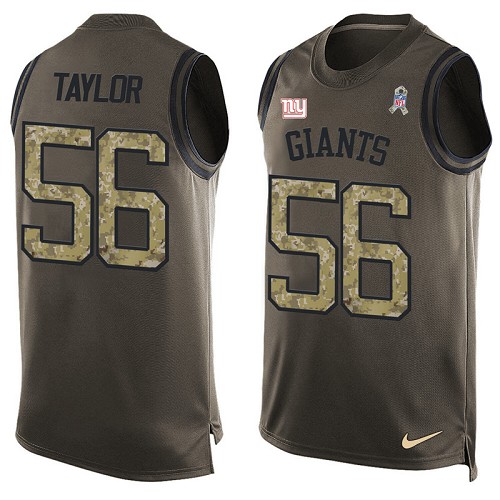 Men's Limited Lawrence Taylor Nike Jersey Green - #56 Salute to Service Tank Top NFL New York Giants